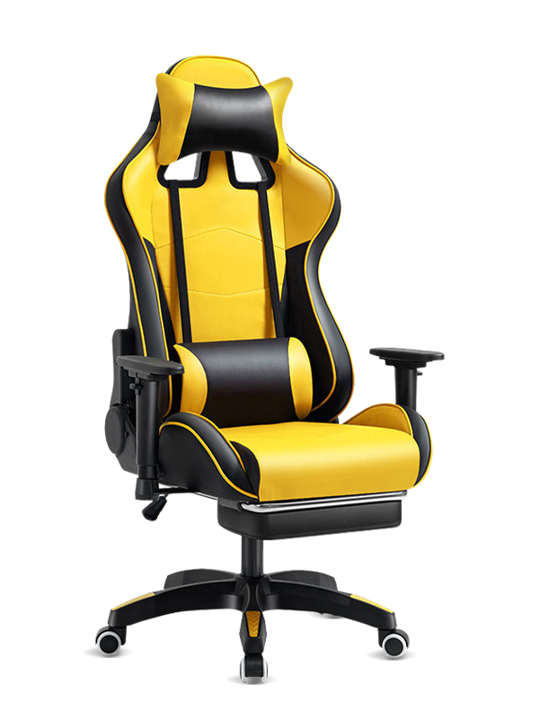 Billig Gul og Sort PU Læder Høj Back Office Gaming Stol 